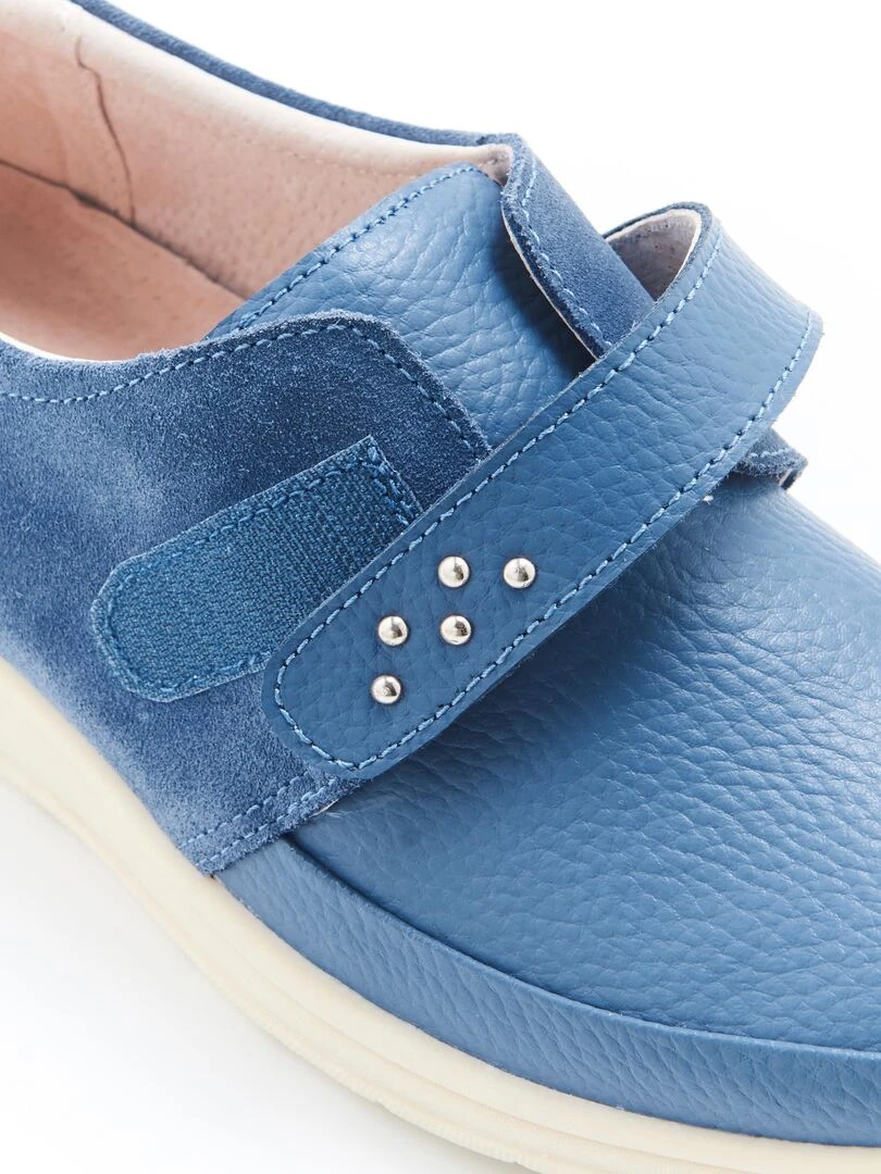 Derbies bi matières à scratch   Damart   Bleu gris
