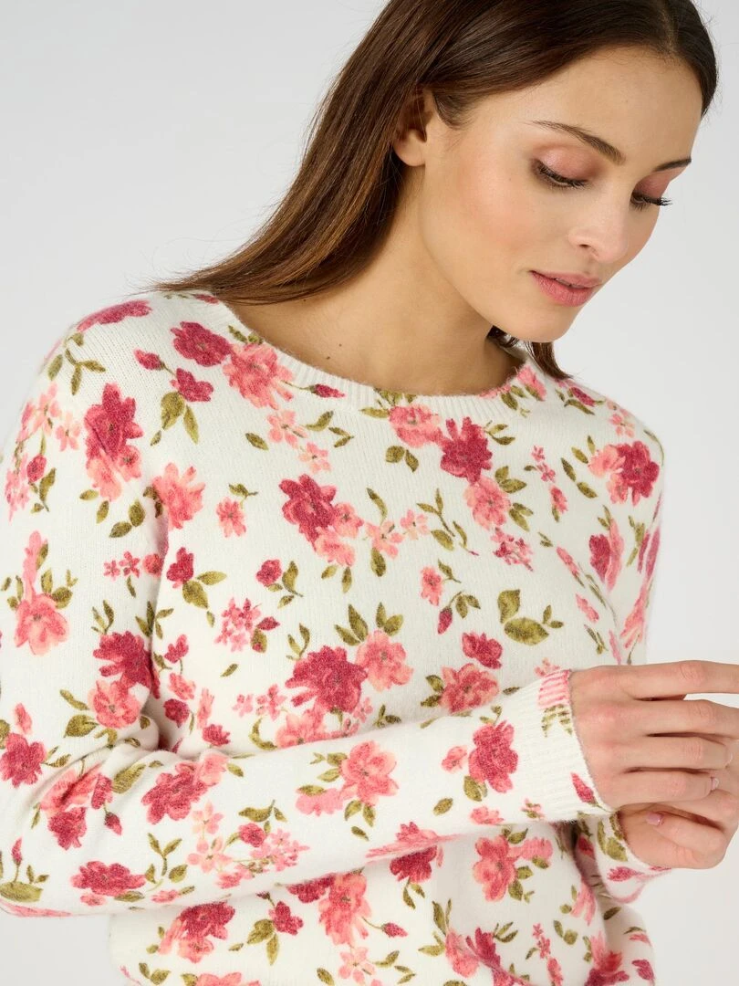 Pull imprimé floral Damart Rose