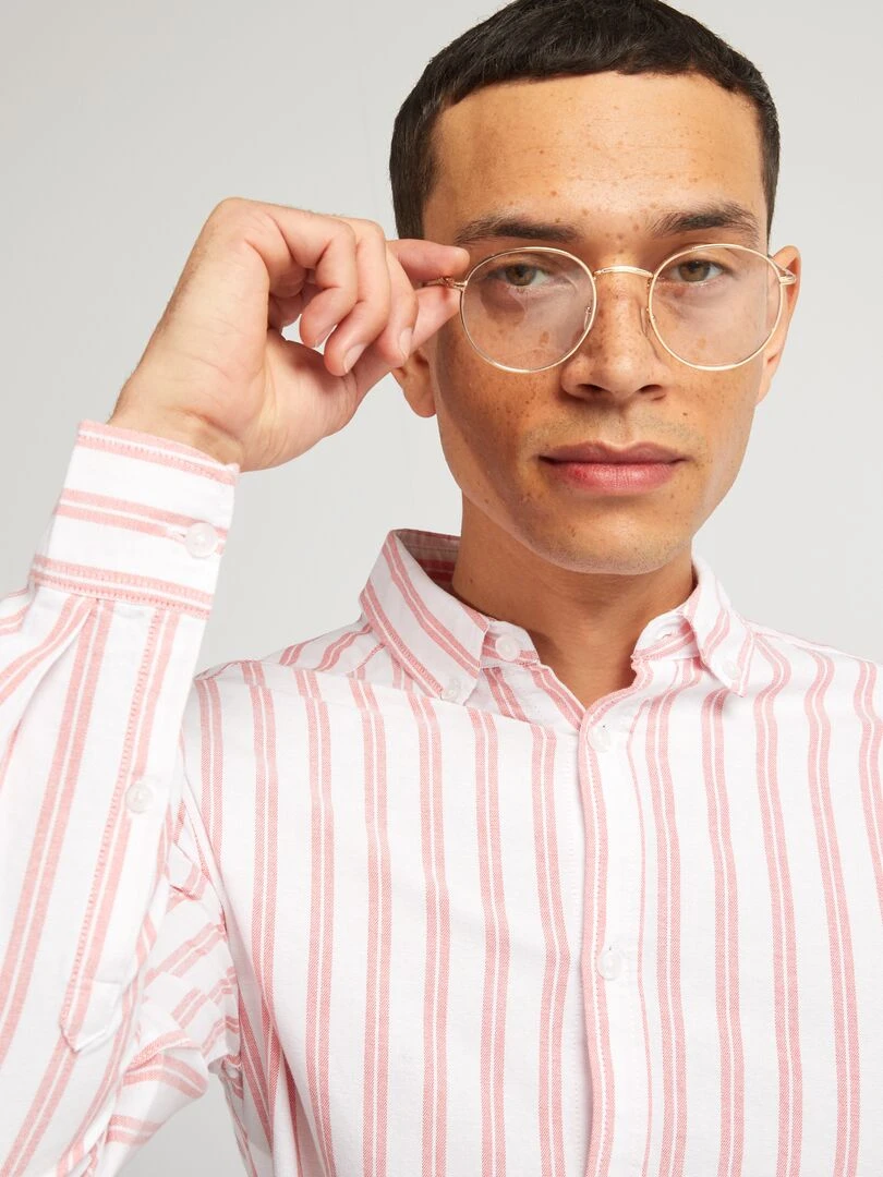 Chemise à coupe droite et à rayures   Orange/blanc
