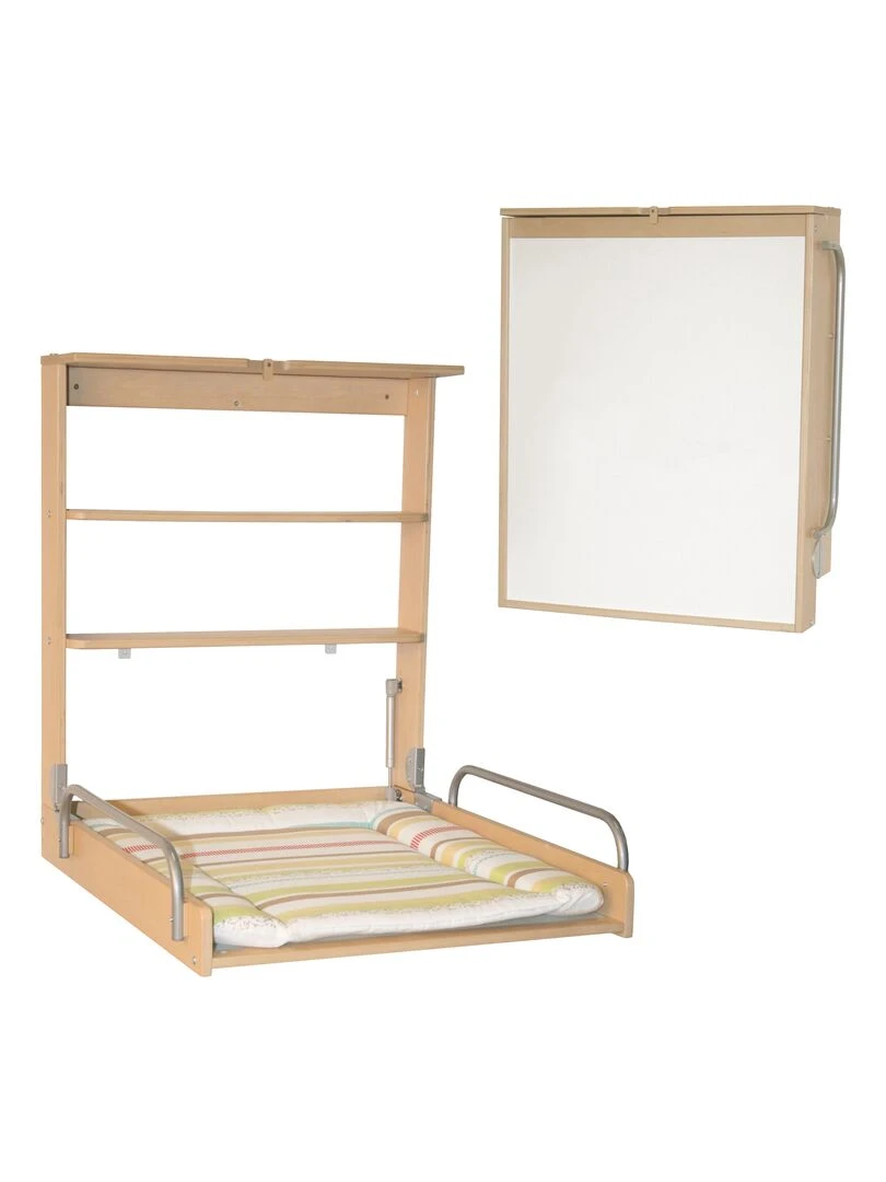 ROBA Table À Langer Murale + Matelas À Langer "Dschungelbaby"   Naturel   Marron