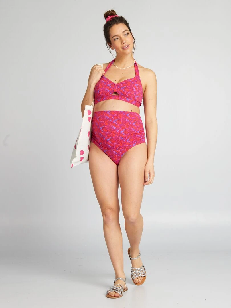 Soutien gorge de bain gaufrée de maternité Rouge