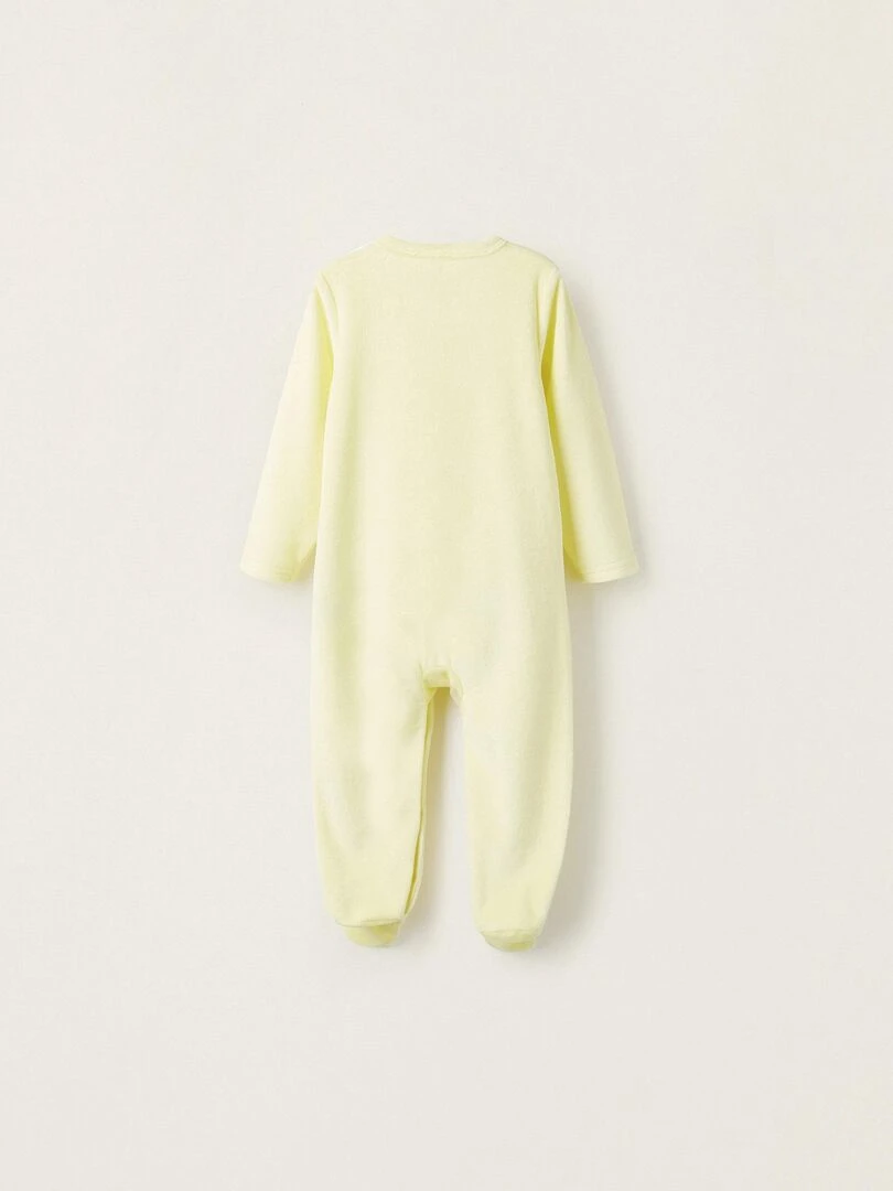 Grenouillère en velours pour bébé fille 'Little Lion' manches longues ESSENTIALS LINE Jaune clair