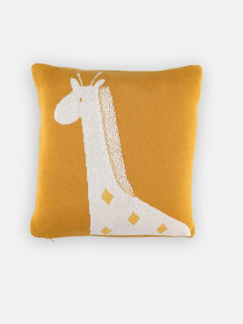 Coussin tricot en jacquard BIO ocre Jaune