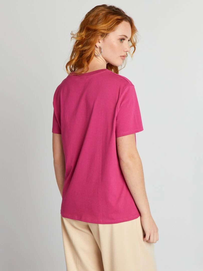 T shirt en jersey imprimé   Rose