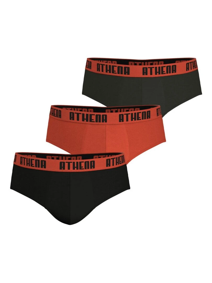 Lot de 3 slips homme Ecopack Noir Rouge Gris