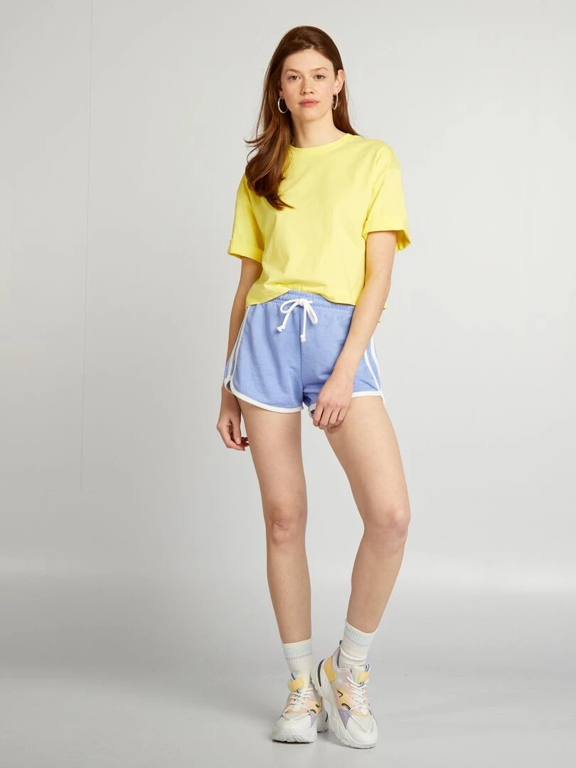 T shirt crop top large Jaune