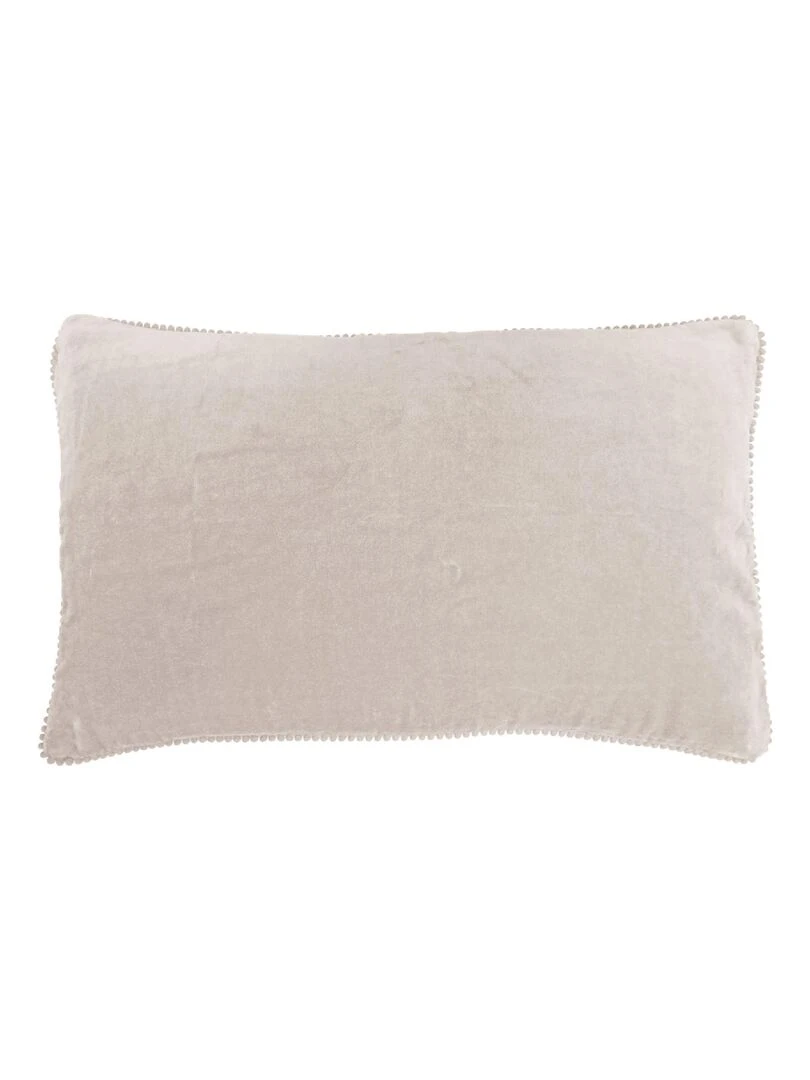 Coussin en velours avec contour perlé 'Deko&co' Ivoire