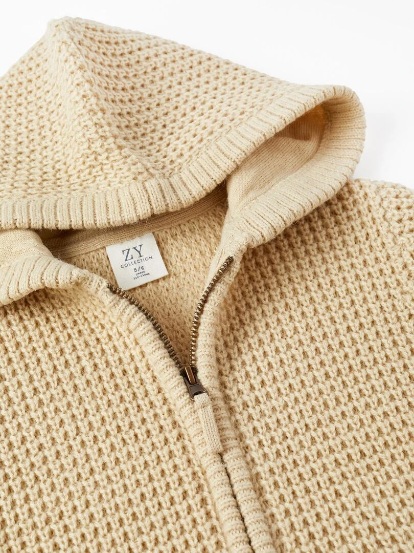 Veste en Tricot Épais avec Capuche pour Garçon   LITERATURE CLUB   Beige