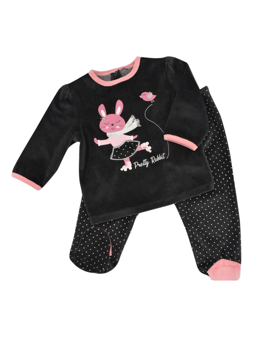 Pyjama 2 pièces 'PRETTY RABBIT' 'DOO&BO' gris anthracite
