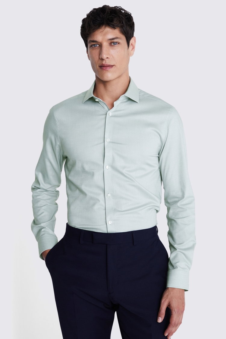 Slim Fit Sage Dobby Stretch Shirt Buy Online at Moss