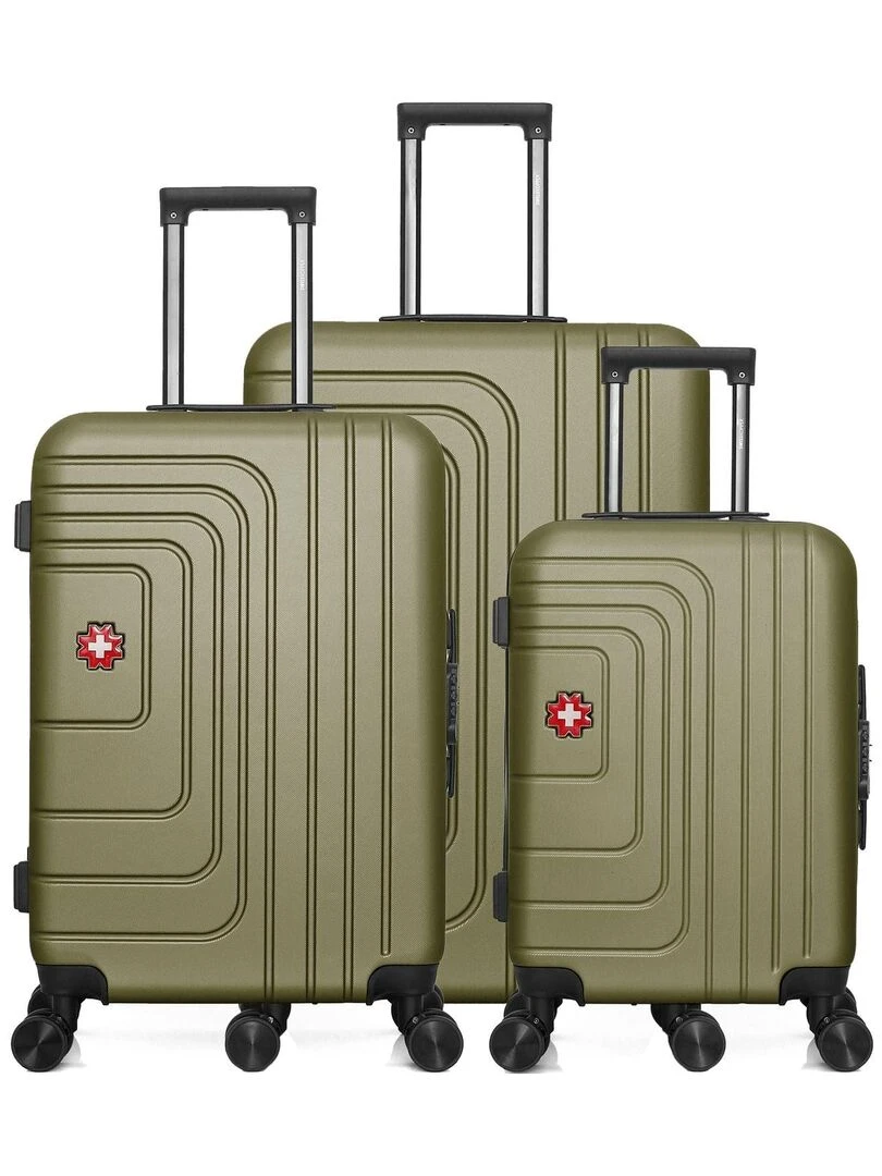 Set de 3 Valises Rigides Grand Format Taille Moyenne et Valise Cabine RUTI Vert kaki