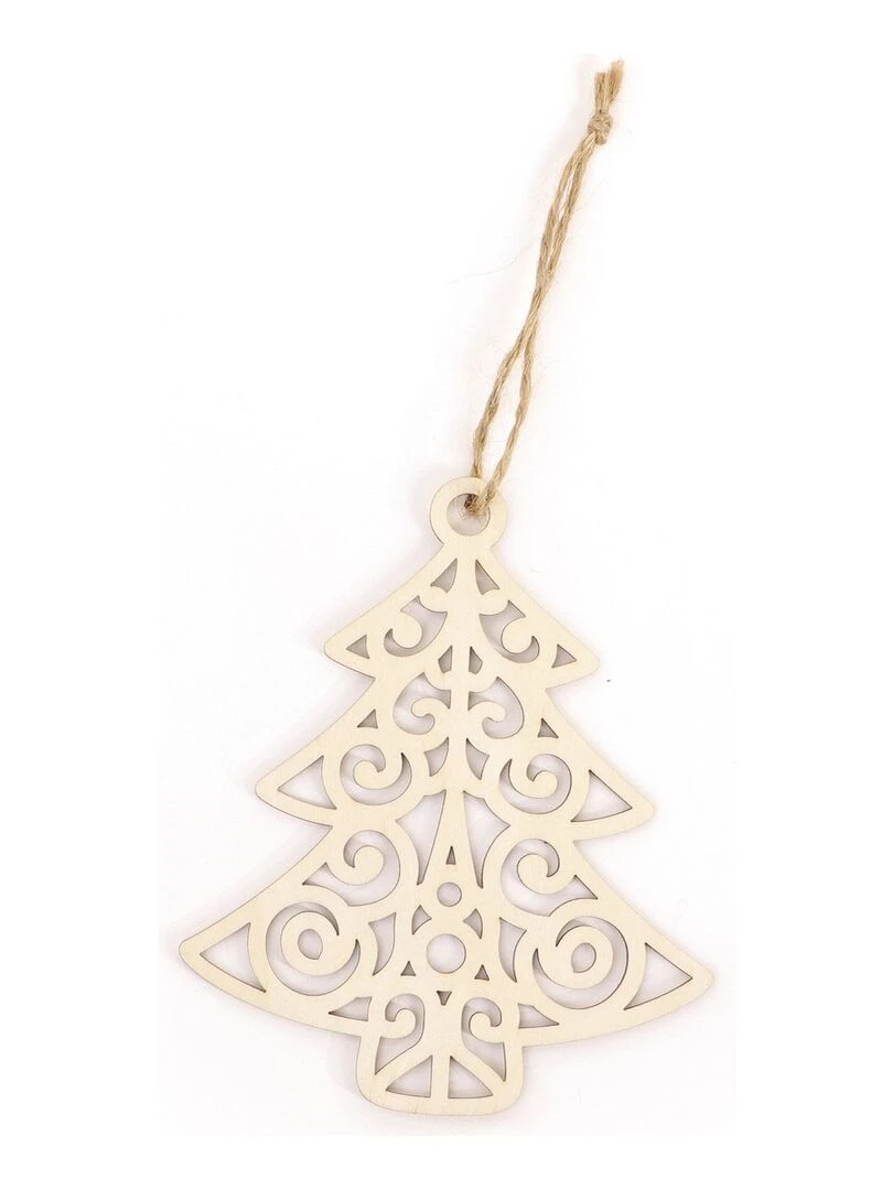 Décoration de Noël en bois Sapin ajouré Beige
