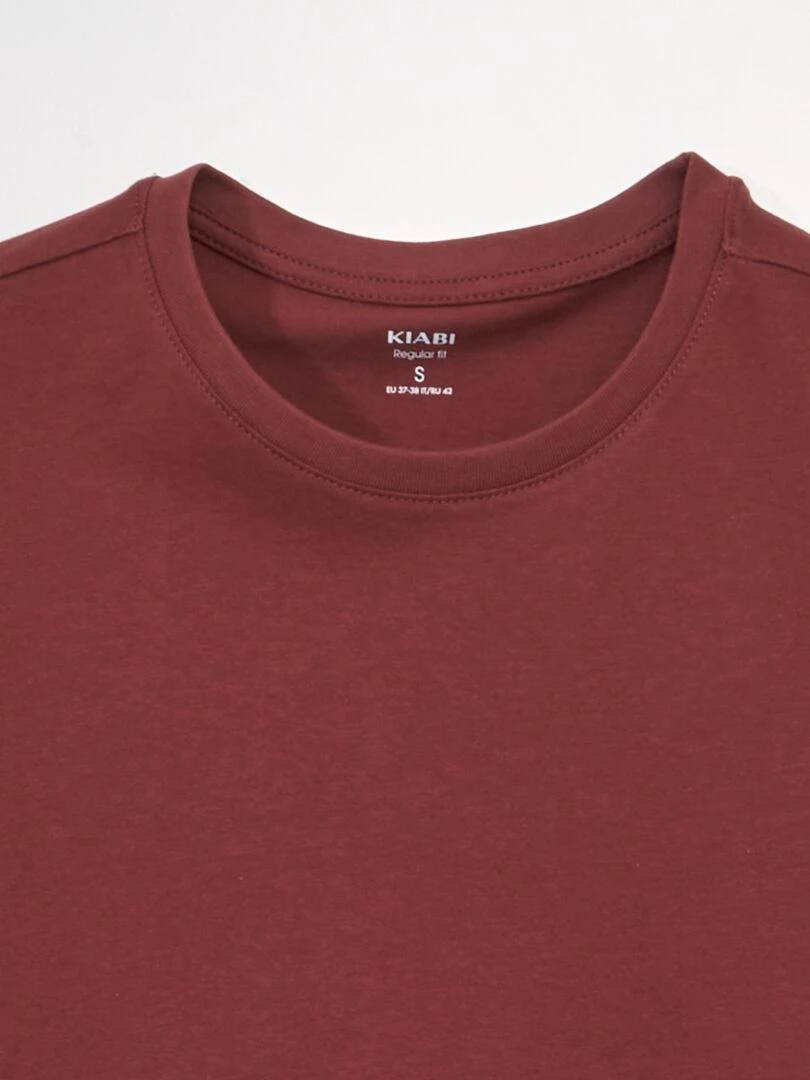 T shirt droit en jersey uni Rouge foncé