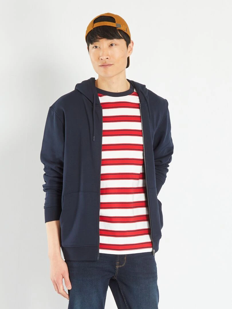 Sweat zippé à capuche Bleu marine