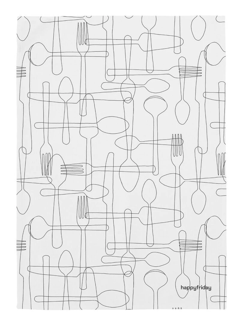 Torchon (2 pièces) Cutlery "Happyfriday" Blanc