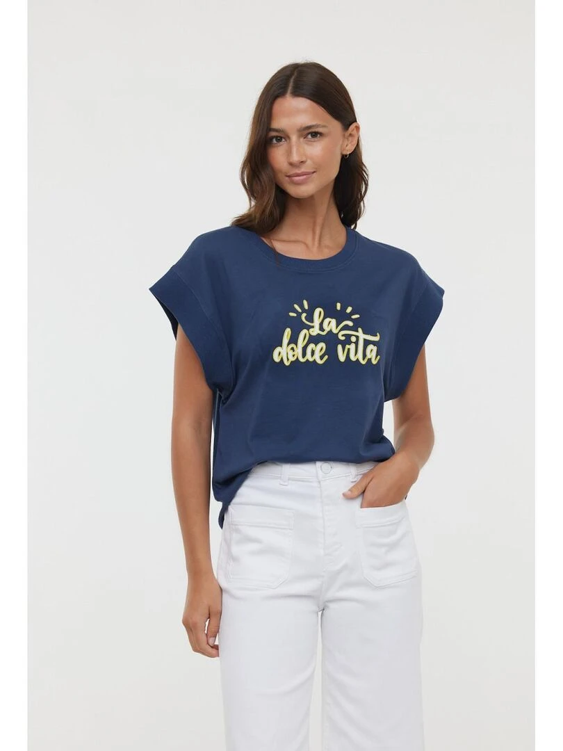 Lee Cooper T Shirt manches courtes coton regular ALCE SM Bleu marine