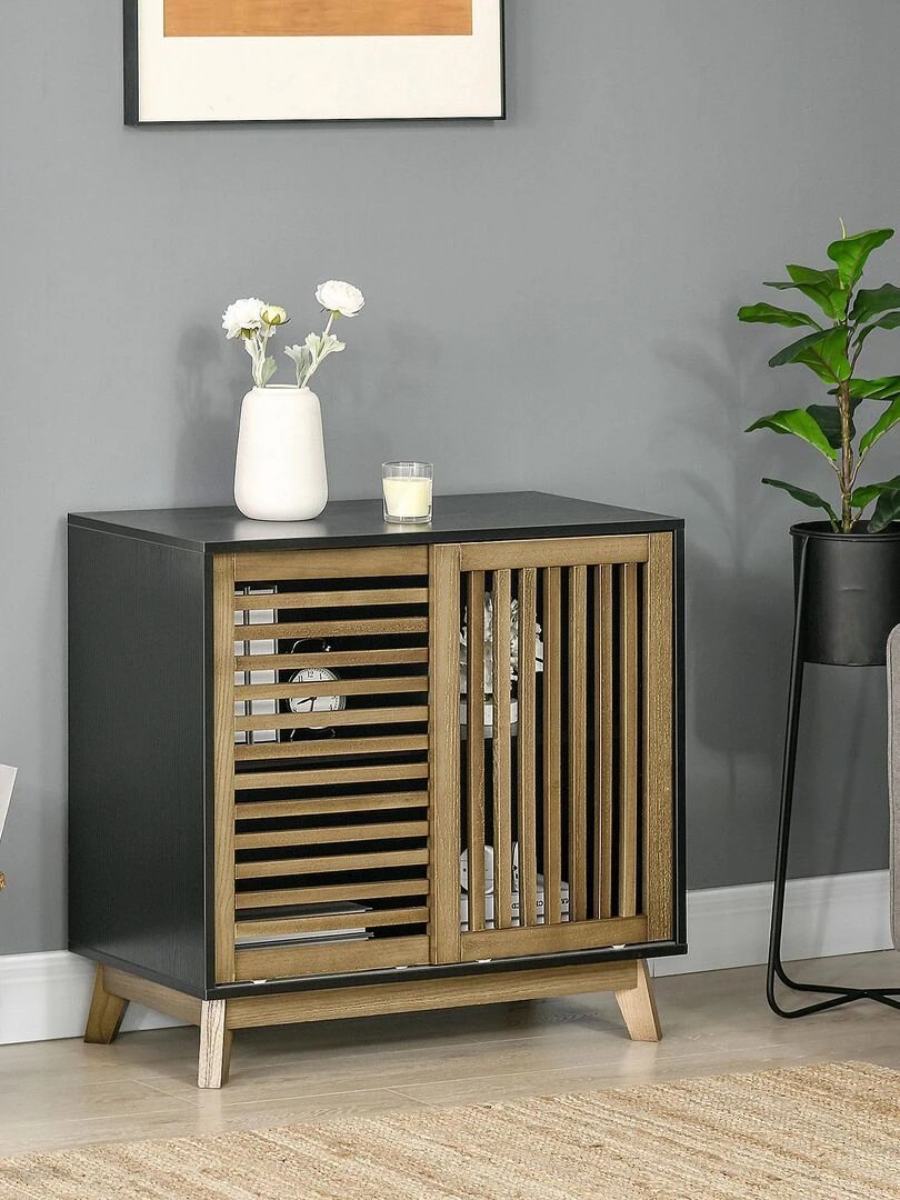 Meuble buffet de rangement avec portes coulissantes Marron