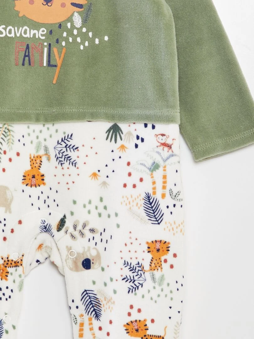 Pyjama velours effet 2 en 1 'Petit Béguin'   Vert