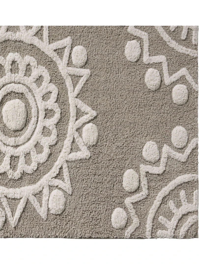 Tapis De Bain Fantaisie Coton Taupe 60x120cm Folk Colors Marron