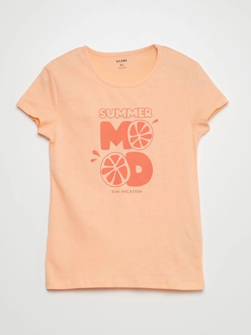 Ensemble pyjama court imprimé 2 pièces Orange