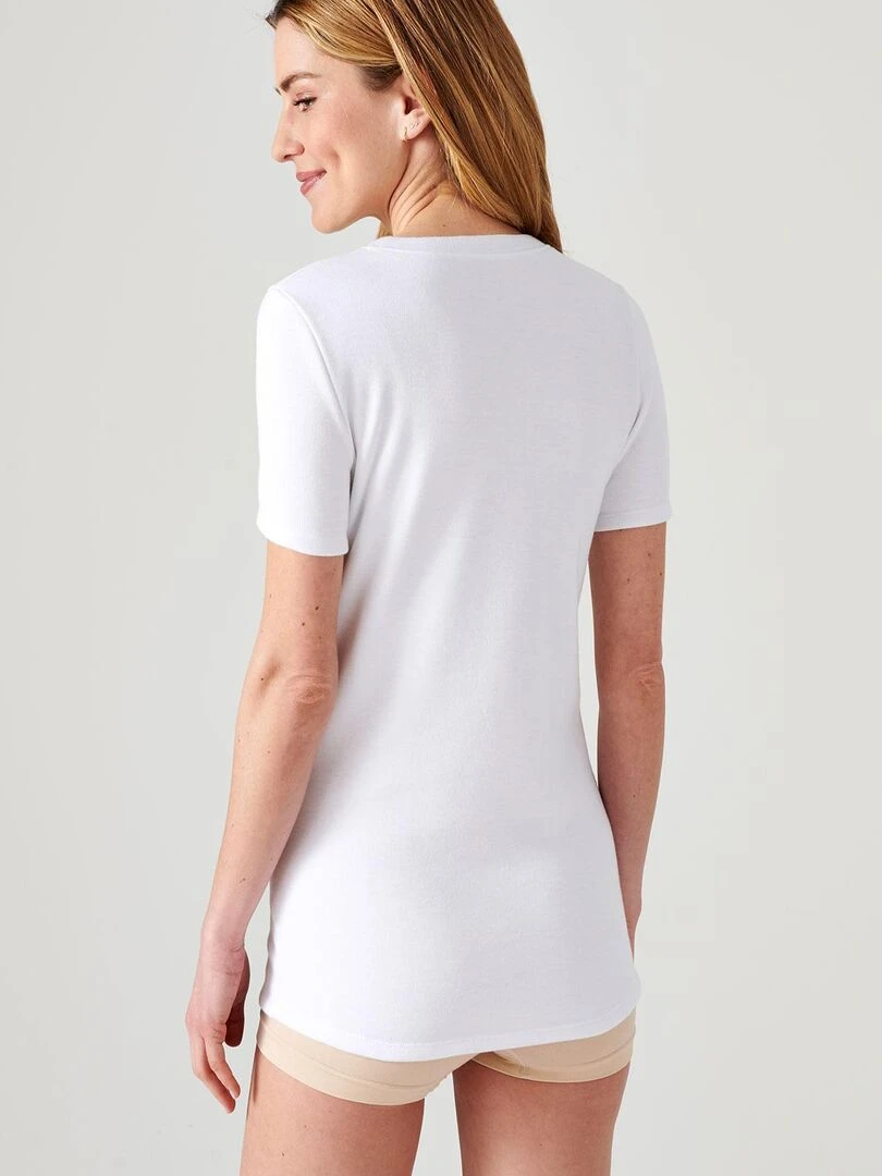 T shirt manches courtes  molleton gratté Thermolactyl   Damart   Blanc