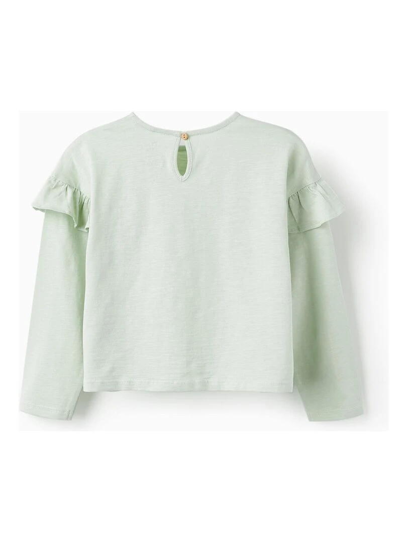 T shirt à manches longues avec volants et nœud pour fille manches longues SICILIAN DAYS Vert clair