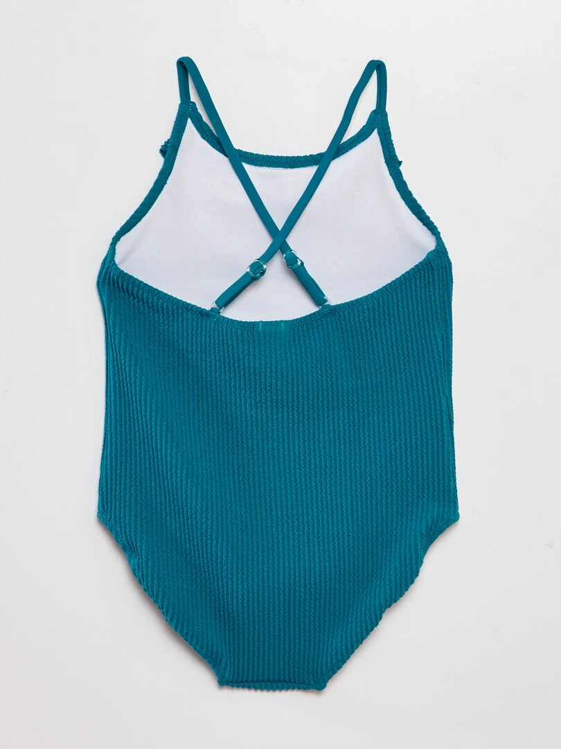 Maillot de bain 1 pièce avec volant bleu