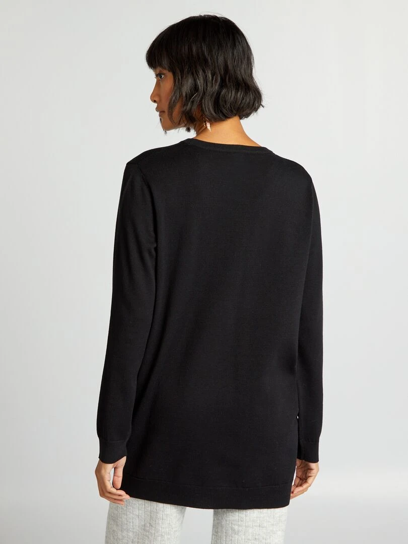 Pull fin coupe longue   Noir