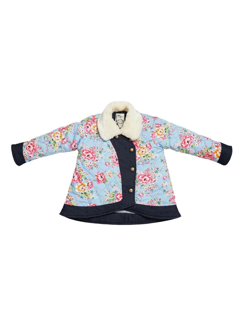 Kimono Court Fille  Fleuri Bleu Turquoise  CAPUCINE   'LA FAUTE A VOLTAIRE'   Bleu turquoise