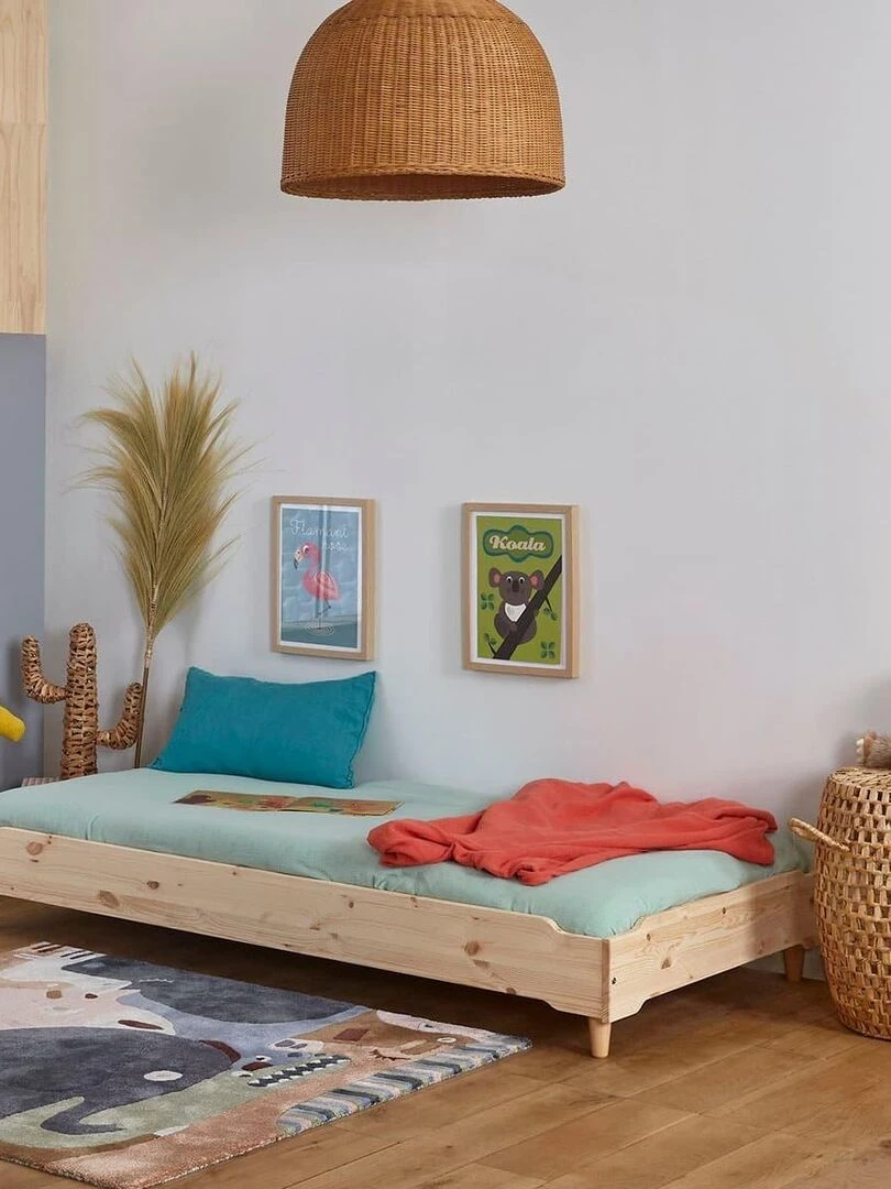 Lit empilable avec pieds et matelas Jelly   AKITEN RETAIL   Blanc Blanc