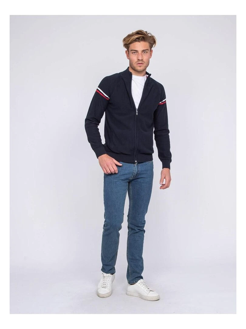Gilet zippé col montant coton AUGUSTIN   Bleu marine