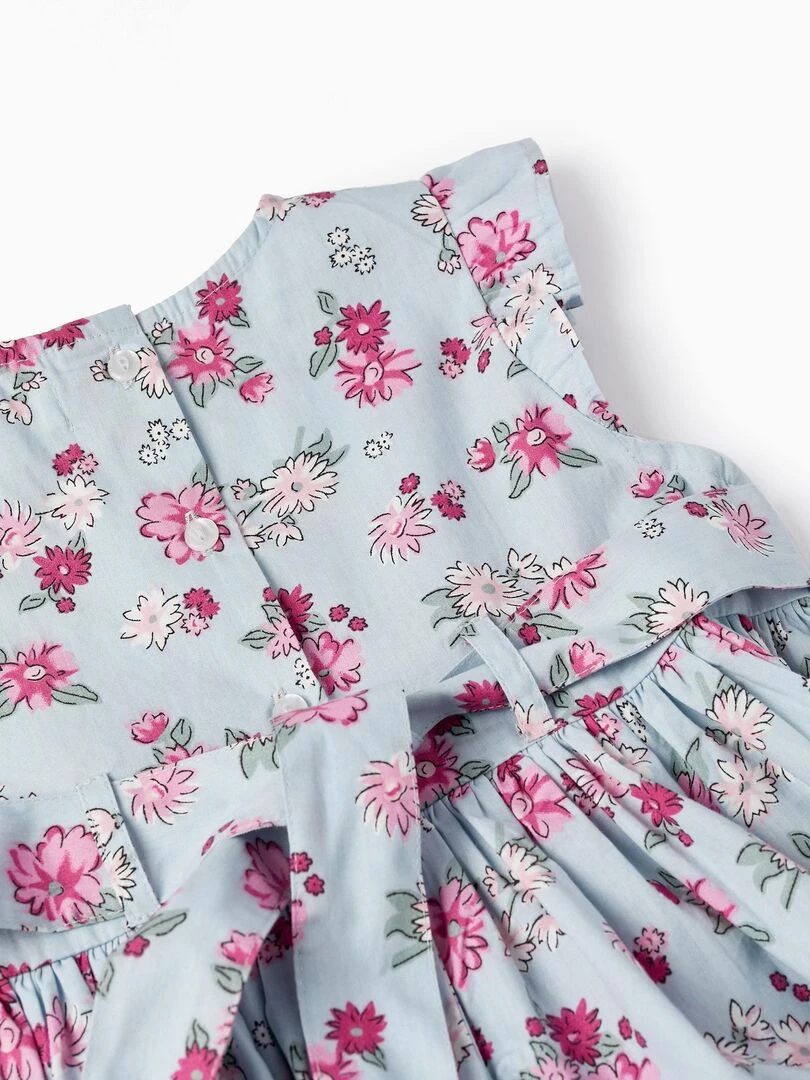 Robe Florale avec Volants pour Fille manches courtes CÉRÉMONIE   Bleu