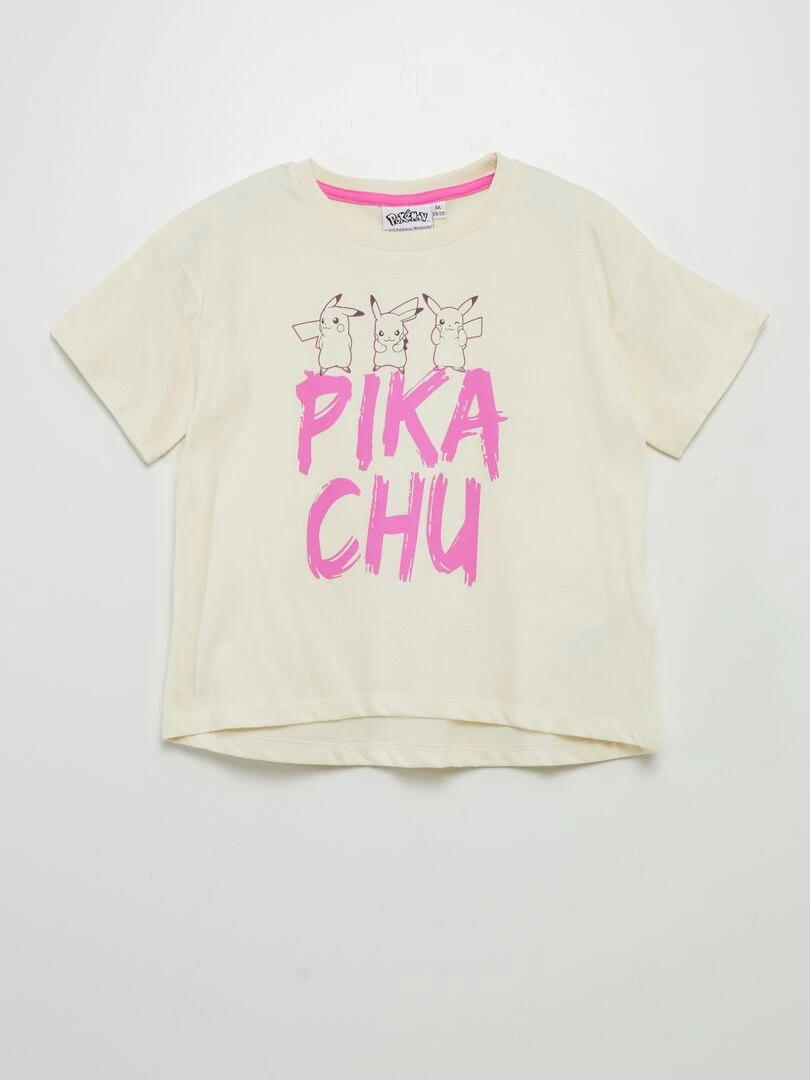 Tee shirt large 'Pikachu' blanc