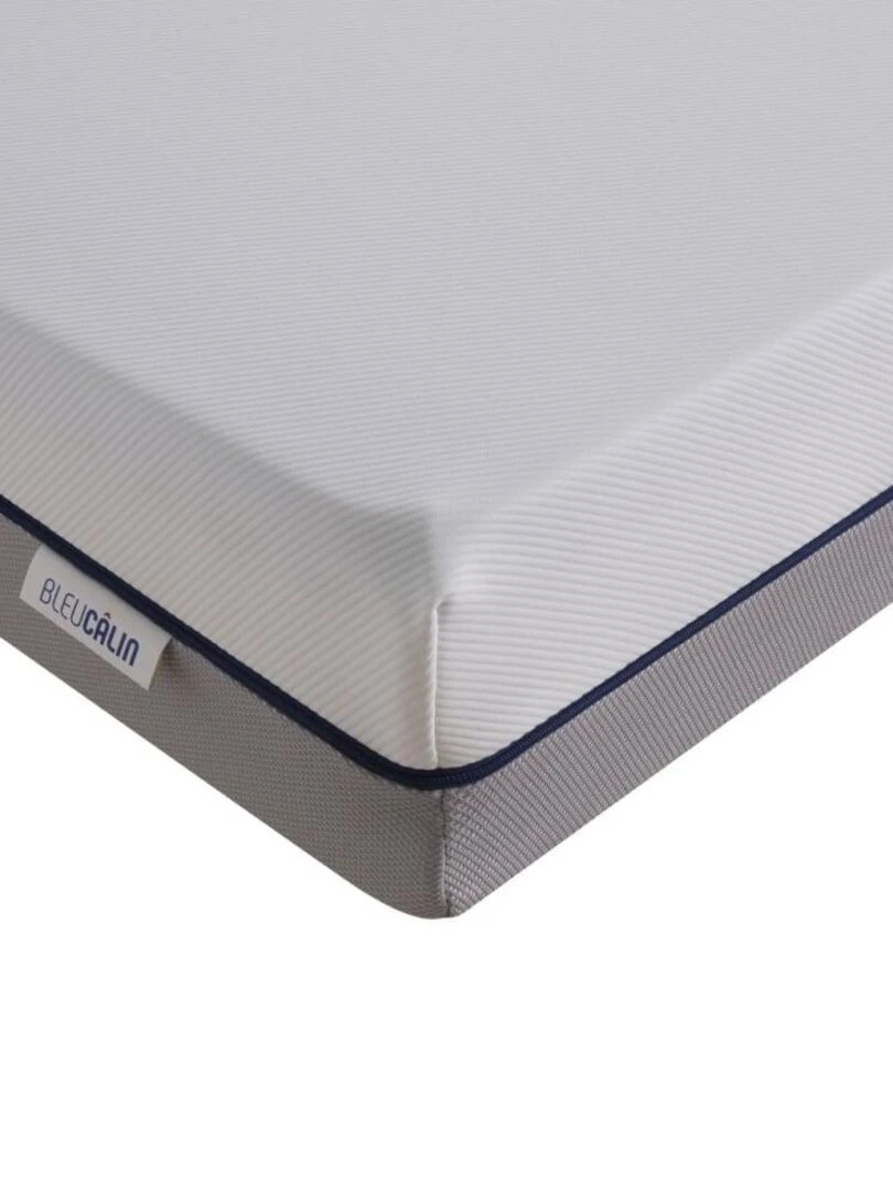Bleu Câlin   Matelas mousse gel confort mi ferme/ferme   épaisseur 20cm Bi face   Blanc Gris Bleu