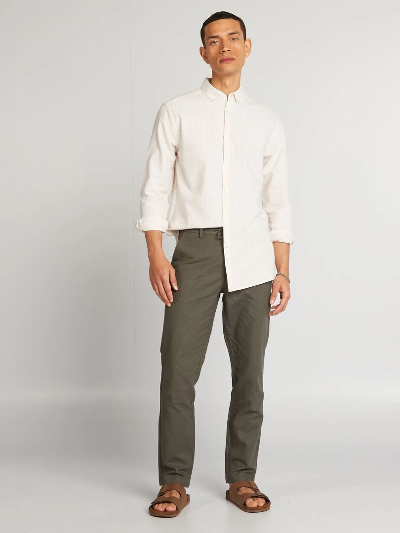 Chemise à coupe droite et à rayures Beige/blanc