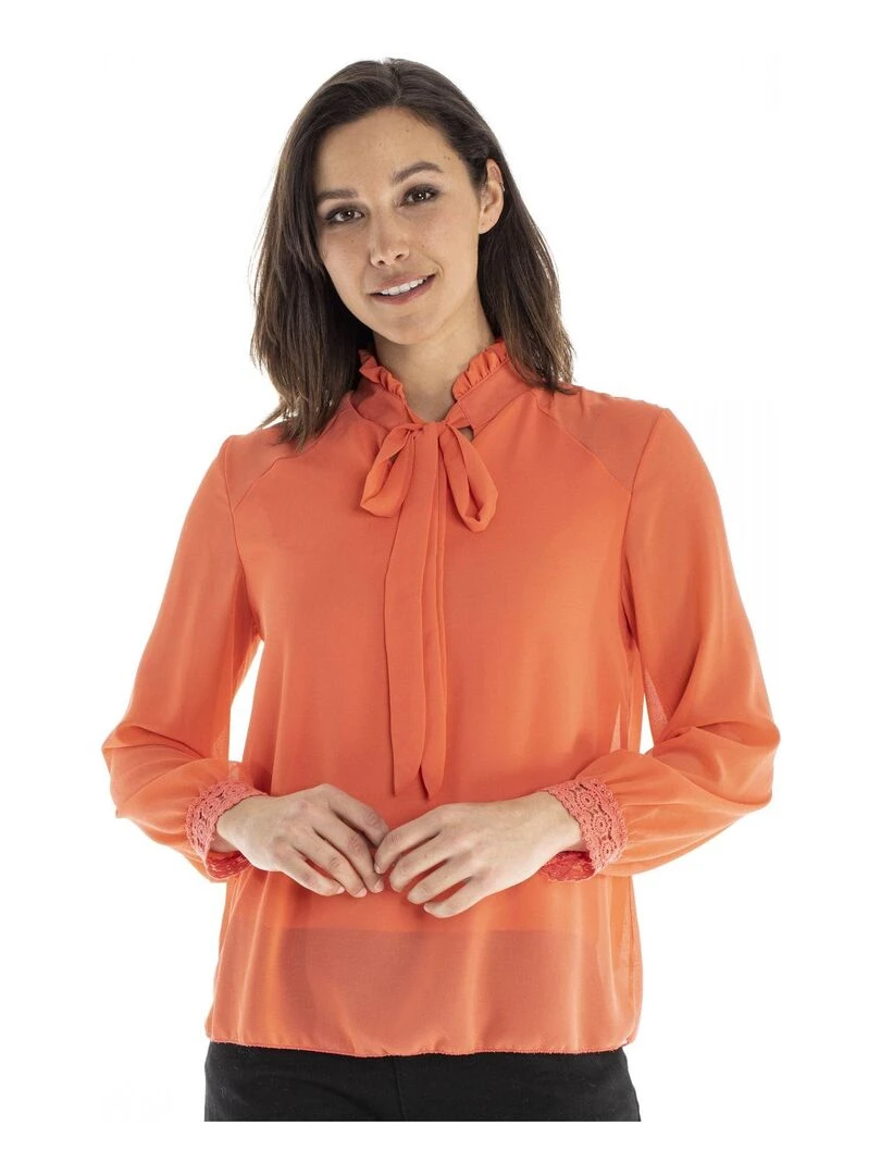 Chemisier lavalière CHEAR Gérard Pasquier Orange corail