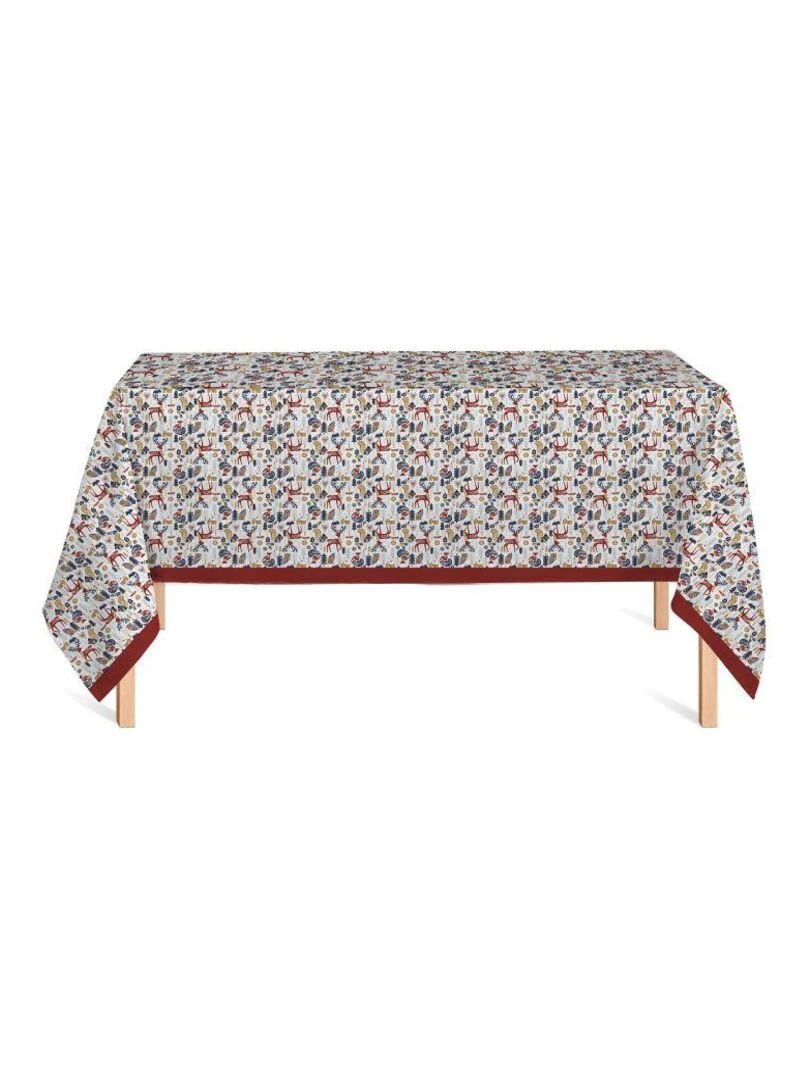 Nappe Polyester à motifs Christmas   Rouge