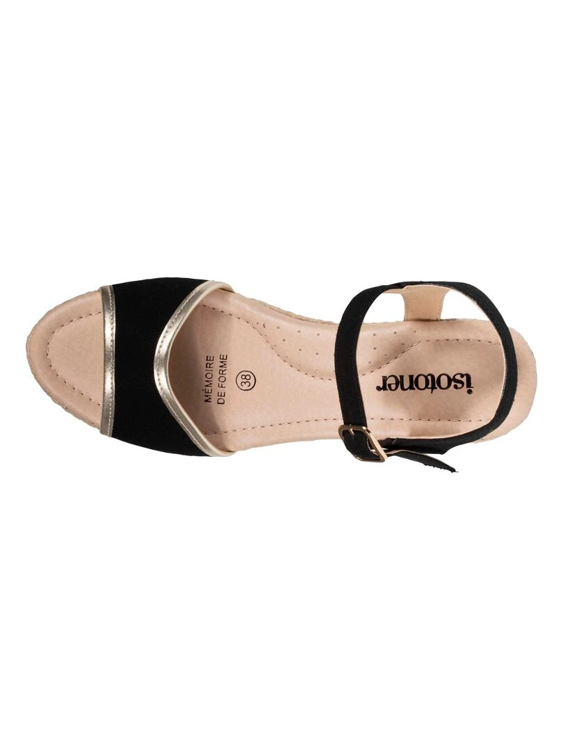 Espadrilles Femme détail doré talon   Noir