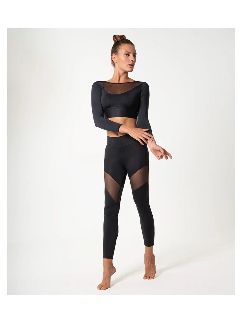 Legging Femme Fitness Taille haute  Chipre   Noir Noir