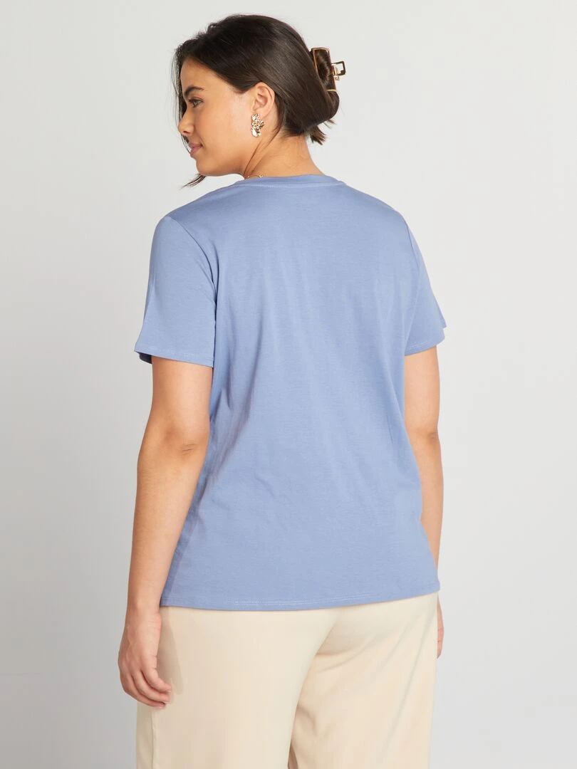 Tee shirt en coton avec imprimé   Bleu foncé