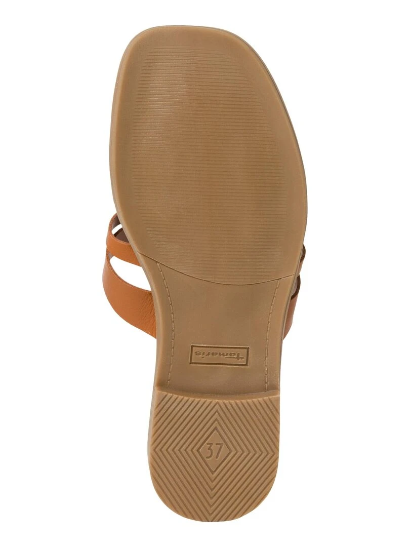 Sandales Plate Cuir Tamaris   Marron