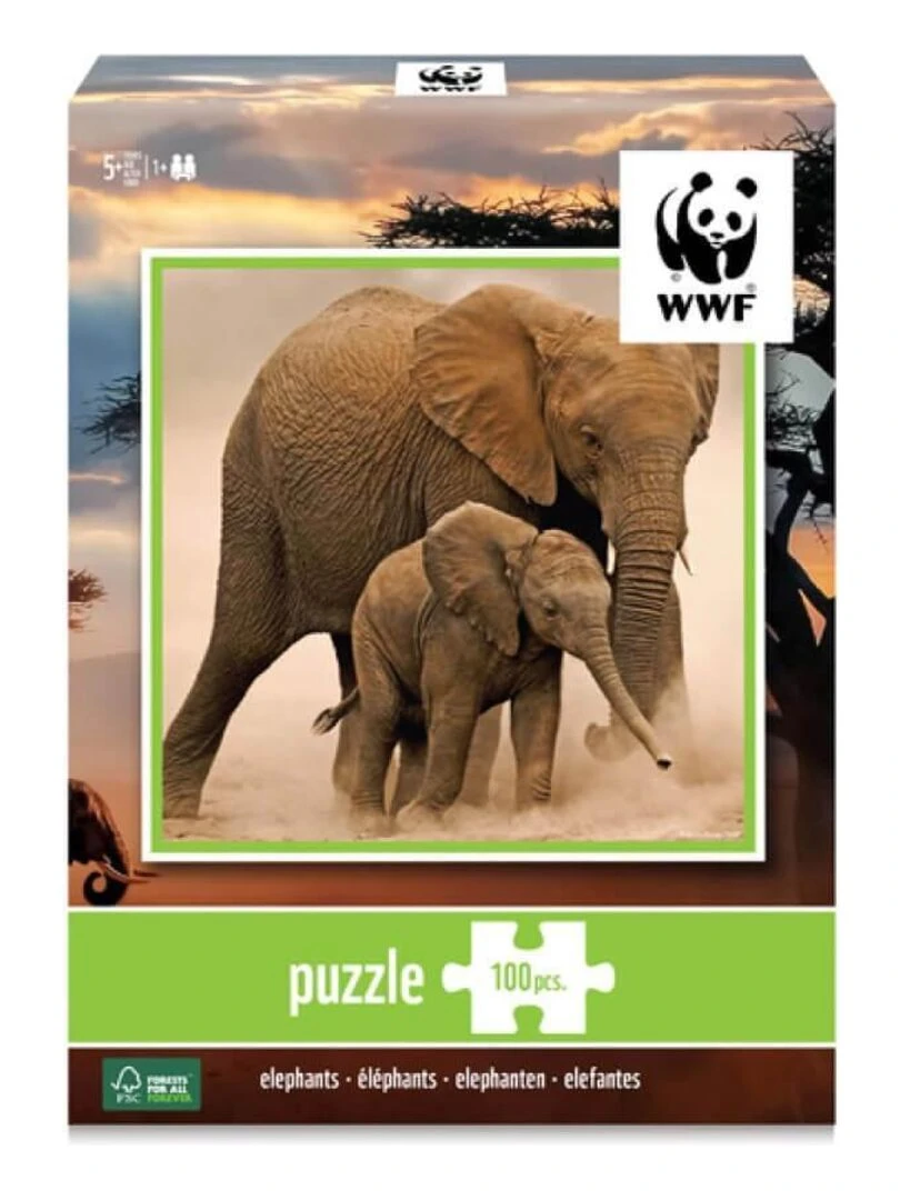 Puzzle 100 pièces : Eléphants N/A