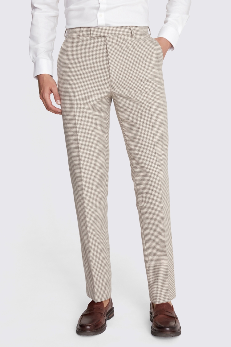Regular Fit Taupe Houndstooth Trousers Buy Online at Moss