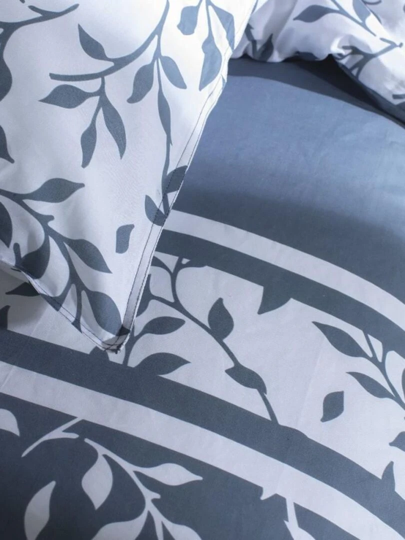 Housse de couette Denim Flower Garden + taie(s) 100% coton 57 fils Bleu