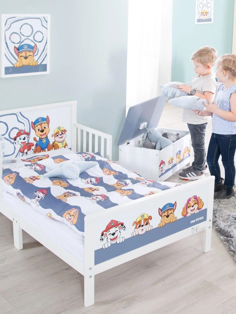 ROBA Parure de Lit Bébé 'Paw Patrol' 100 x 135 cm 2 Pièces Motif Chien Bleu Gris Blanc Bleu Gris