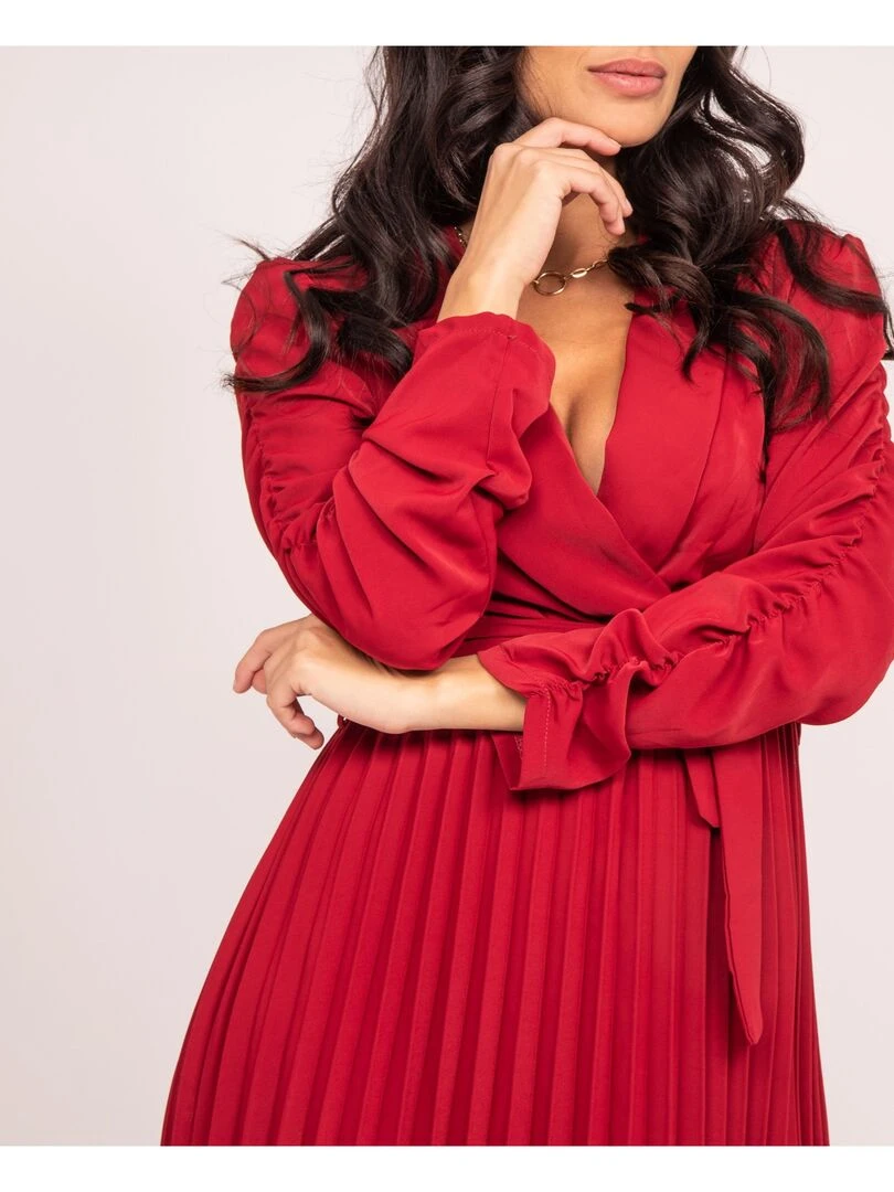 Robe longue plissée ILEM   Bordeaux