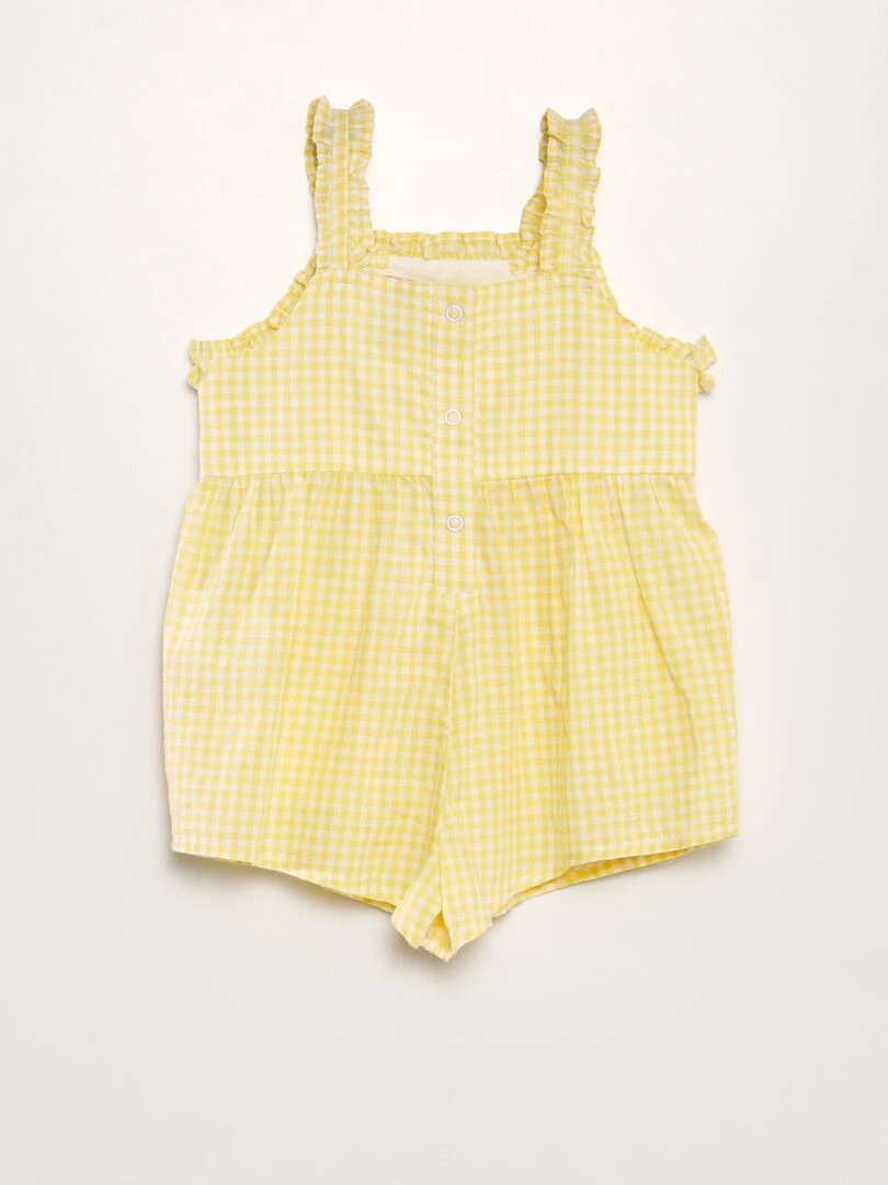 Combinaison vichy en voile de coton Jaune