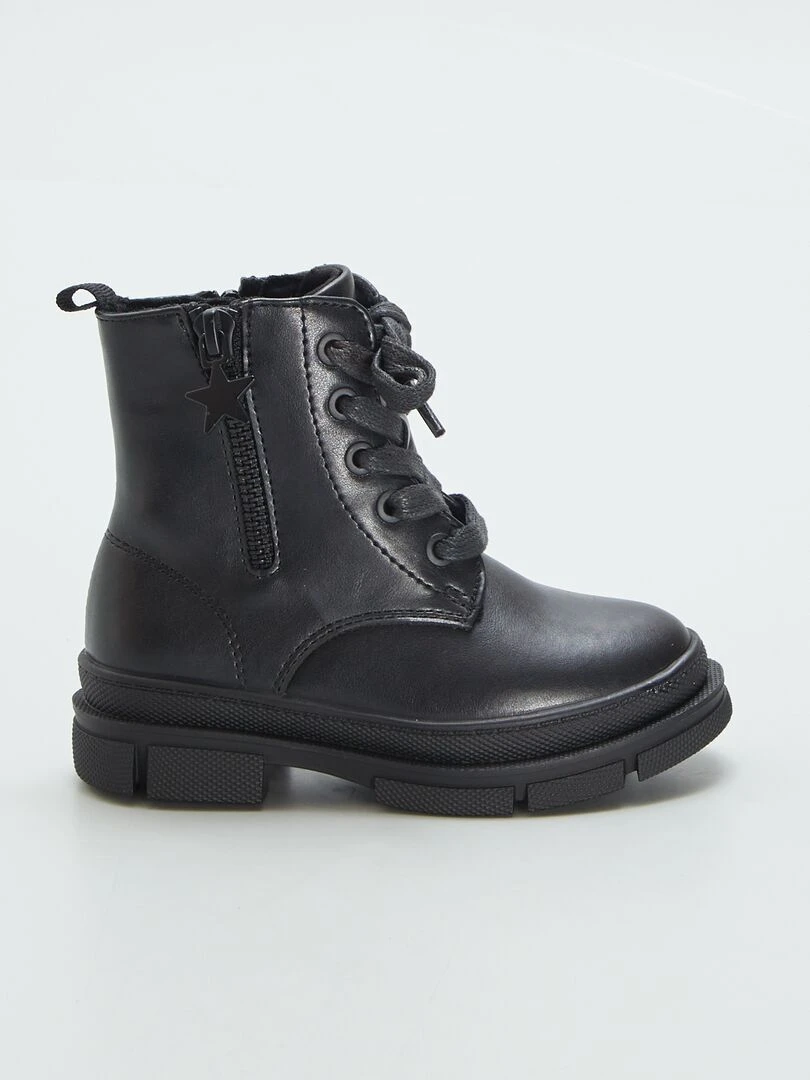 Bottines à lacets et fermeture Noir