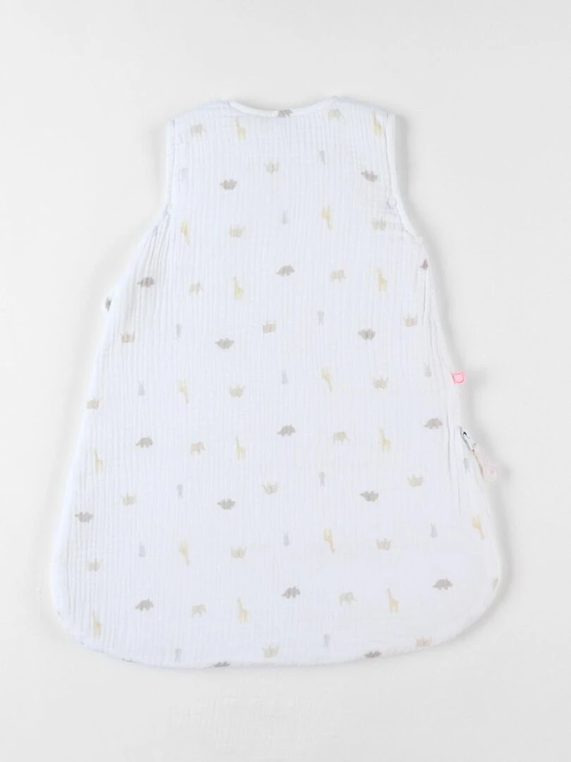Gigoteuse 50 cm imprimé animalier en mousseline ouatinée    Beige