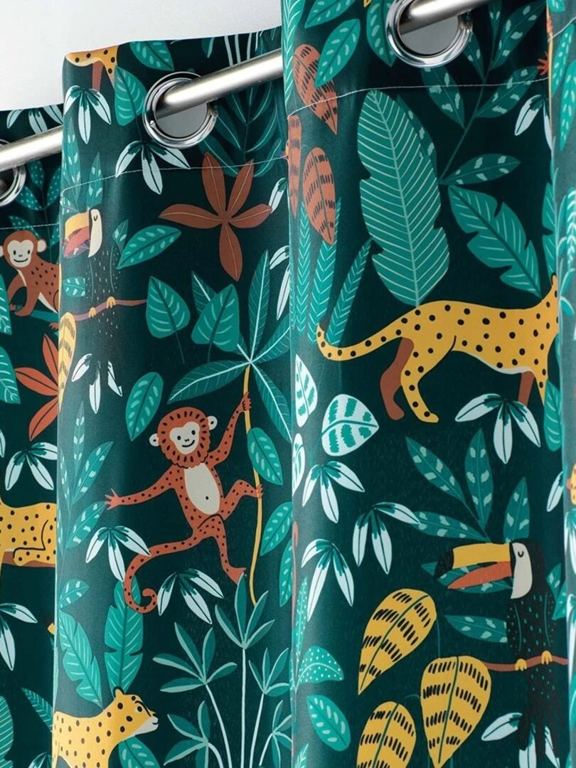 Rideau à œillets 140x260 Jungle Story bleu Bleu
